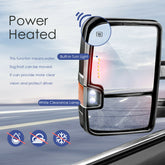 Black Power Heated Tow Mirror For 2015-2018 Chevy Silverado GMC Sierra 1500 2500HD 3500HD w/Turn Signal